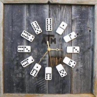 Salvaged Wood and Domino Clock