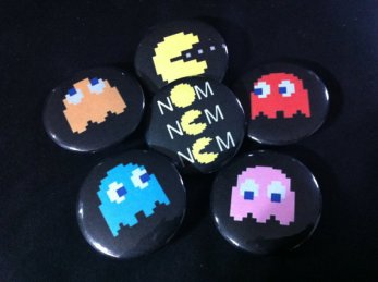 Pac Man buttons (Six)