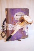 Lilac Lavender Fairytale Lace theme Wedding Scrapbook Guest Book & Photo Album storybook with handcrafted silk rose pen