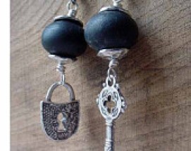 Black Agate Earring Lock and Key